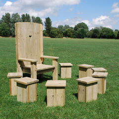 Freestanding Wood Story Circle 8x Stools and Chair  hi-res