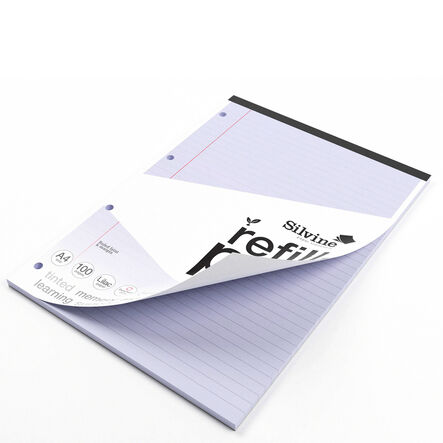 A4 Tinted Refill Pads 8mm Ruled Margin Assorted 100pg 5pk  hi\-res