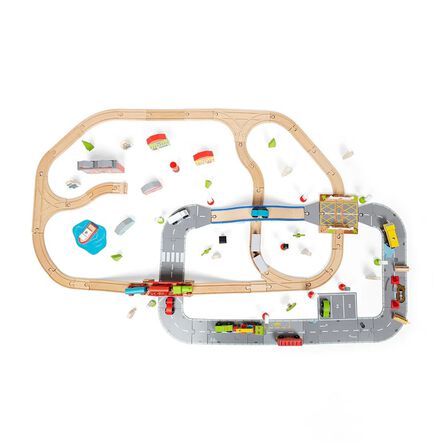 Small World Wooden Town Road \x26 Rail Set  hi\-res