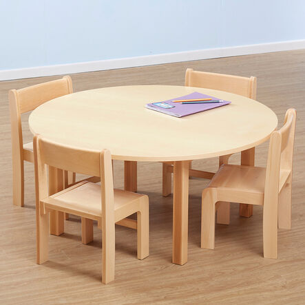 Beech Veneer Circular Table \x26 Chairs  hi\-res