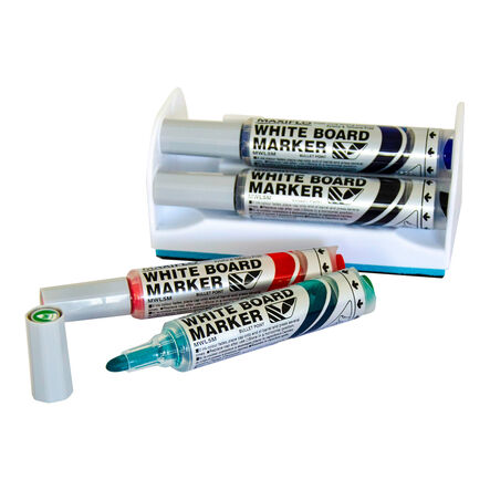 Pentel Maxiflo Whiteboard Marker \x26 Magnetic Eraser Set Med  hi\-res