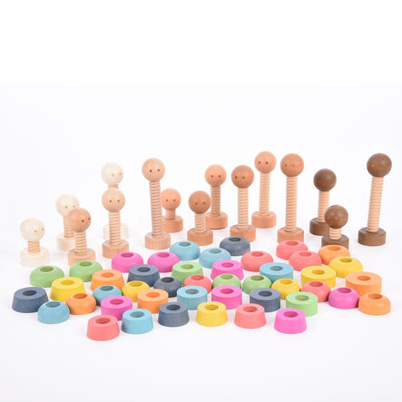 Small World Wooden Rainbow Community People 15pk  hi\-res