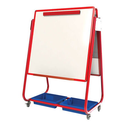 Mobile Magnetic Whiteboard Easel w\/ Storage  hi\-res