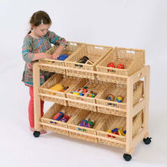 Single Sided Tilted Trolley with 9 Wicker Baskets  hi-res