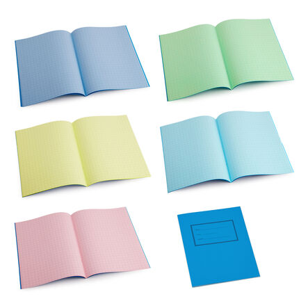A4 Tinted Exercise Book 10mm Squares Assorted 48pg 50pk  hi\-res