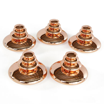 TTS Sensory Mirrored Stacking Pebbles Bronze 4pk Bronze hi\-res