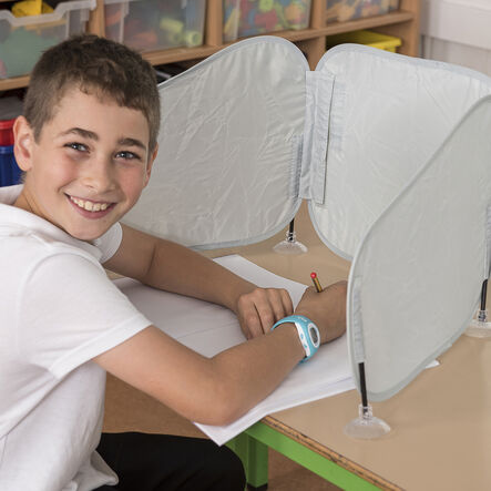 Pop\-Up Concentration Desk Barrier Grey Single Grey hi\-res
