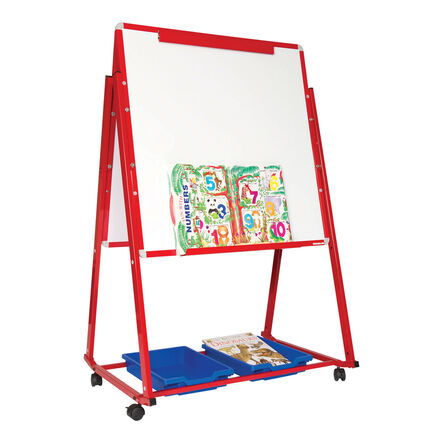 Mobile Magnetic Whiteboard Easel w\/ Storage  hi\-res