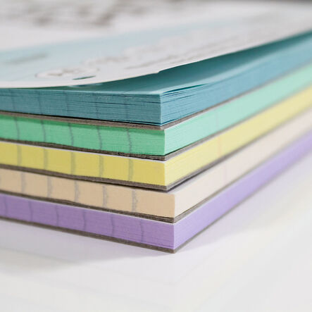 A4 Tinted Refill Pads 8mm Ruled Margin Assorted 100pg 5pk  hi\-res