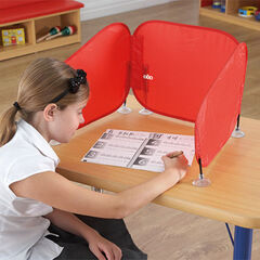 Pop-Up Concentration Desk Barrier Red Single Red hi-res