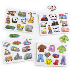 Wooden Large Peg Puzzles 4pk  hi-res