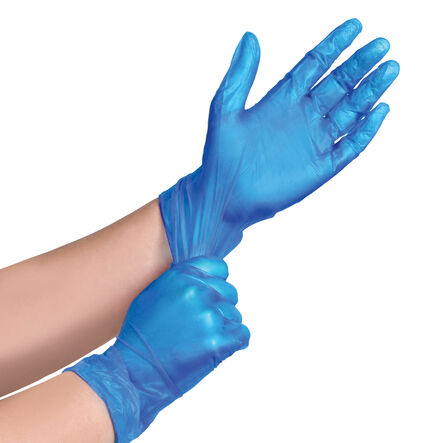 Blue Vinyl Powdered Gloves 100pk  hi\-res