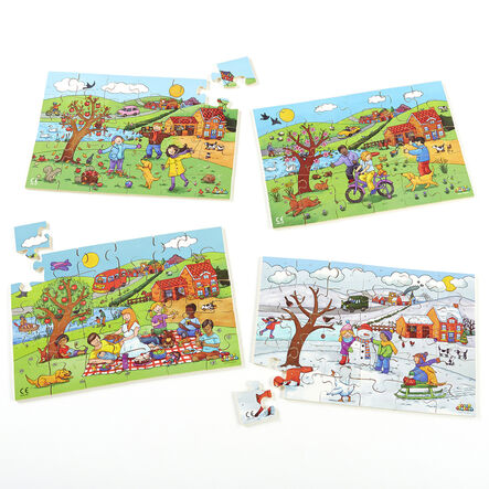 Wooden Four Seasons Jigsaw Puzzles 4pk  hi\-res