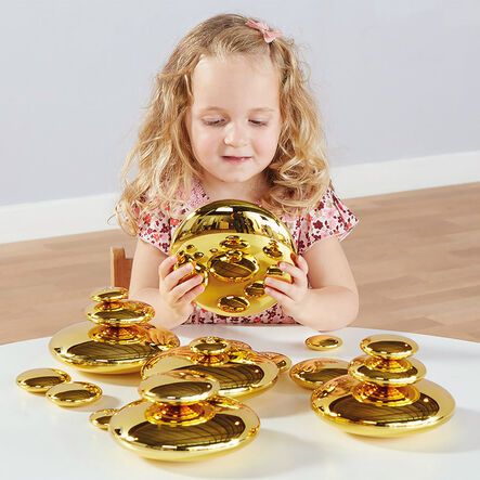 TTS Sensory Mirrored Stacking Pebbles Gold 20pk Gold hi\-res