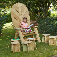 Storytellers' Wooden Chair and 6 Stools  hi-res