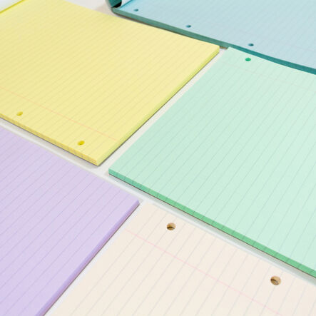 A4 Tinted Refill Pads 8mm Ruled Margin Assorted 100pg 5pk  hi\-res
