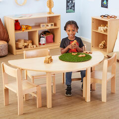 Half Circular Solid Beech Table L120cm  hi-res