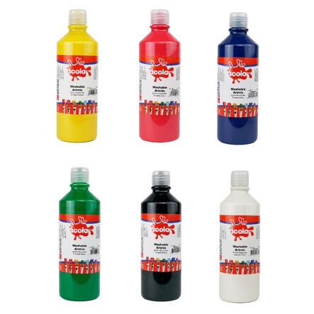 Washable Ready Mixed Paint Assorted 600ml 6pk  hi\-res