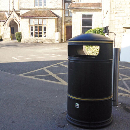 Heritage Round Hooded Litter Bins Black  hi\-res