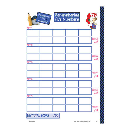 TTS Rapid Recall Auditory Memory workbook  hi\-res