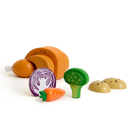 Role Play Wooden Chicken Dinner Food Play Set  hi\-res
