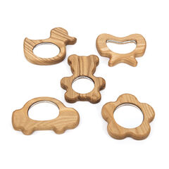 TTS Wooden Handheld Baby Mirrors 5pk  hi-res