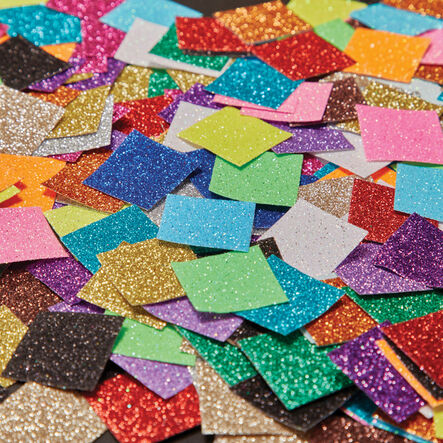 Jumbo Glitter Paper Mosaics Assorted 25x25mm 2000pk  hi\-res