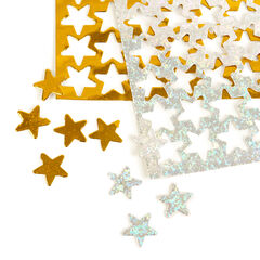 Holographic Card Stars Gold & Silver Small 500pk  hi-res