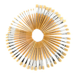 Short Handled Round Hog Hair Paint Brushes Class Pack  hi-res