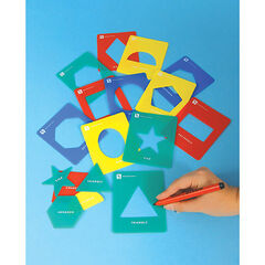 Coloured Plastic Geometric Stencils 12pcs  hi-res