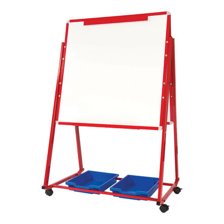 Mobile Magnetic Whiteboard Easel w\/ Storage  hi\-res