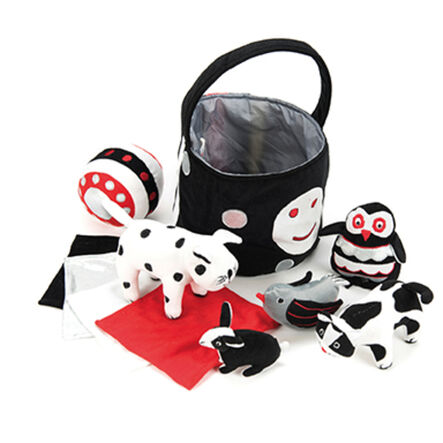 TTS Black \x26 White Soft Baby Toys and Basket  hi\-res