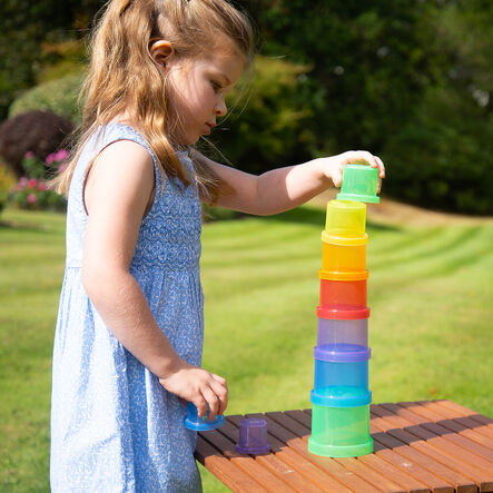 Translucent Rainbow Sand Water Play Stacking Cups 9pk  hi\-res