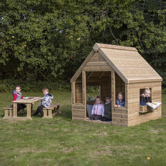 Outdoor Wooden Playhouse Shelter with Table & Benches  hi-res