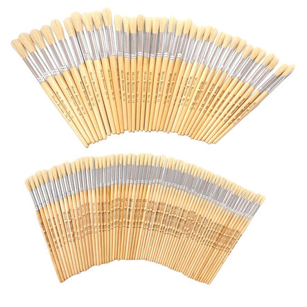 Short Handled Round Hog Hair Paint Brushes Class Pack  hi\-res