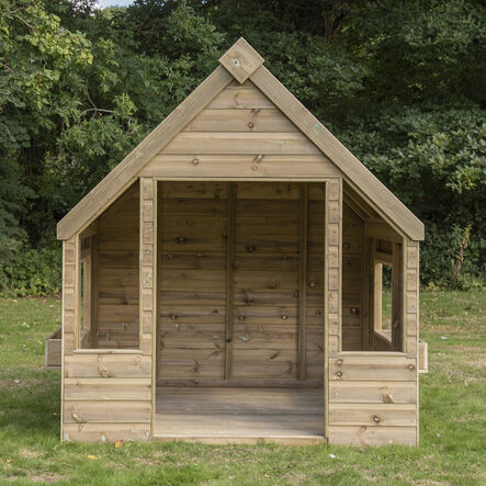 Outdoor Wooden Playhouse Shelter with Table \x26 Benches  hi\-res