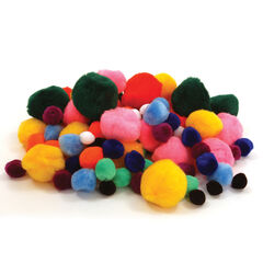 Assorted Craft Pom Poms 100pk  hi-res