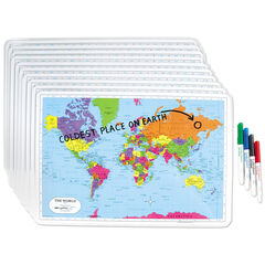 Write & Wipe World Tabletop Map 300 x 445mm  hi-res