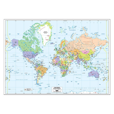 World Map Reversible Political and Physical A0  hi\-res