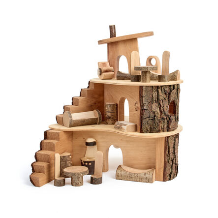 Small World Rustic Wooden Fairy Tree House Set  hi\-res