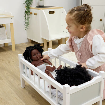 Role Play Doll Wooden White Cot Bed  hi\-res