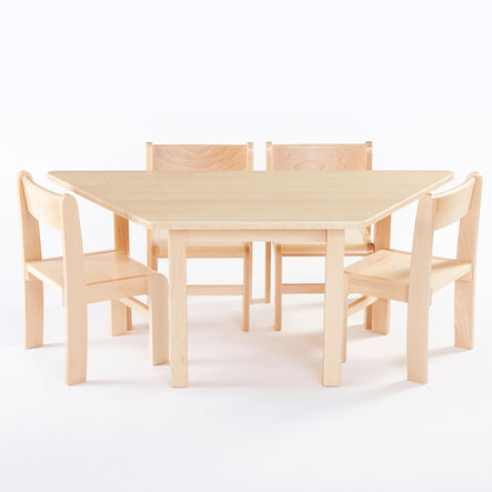 Trapezoidal Solid Beech Table L120cm  hi\-res