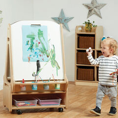Millhouse Double-Sided Whiteboard Easel W/ Storage Trolley  hi-res