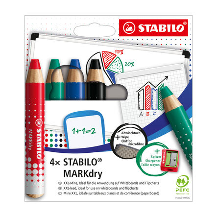 STABILO Markdry Drywipe Crayons Assorted Pk4  hi\-res