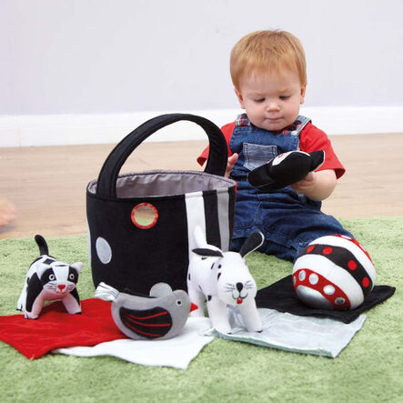 TTS Black \x26 White Soft Baby Toys and Basket  hi\-res