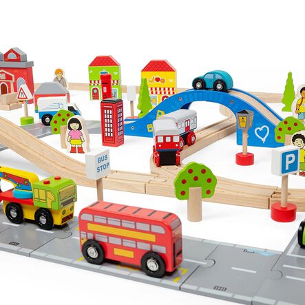 Small World Wooden Town Road \x26 Rail Set  hi\-res