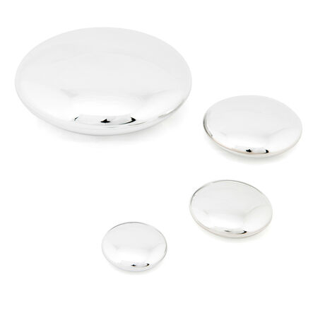 TTS Sensory Mirrored Stacking Pebbles Silver 4pk Silver hi\-res