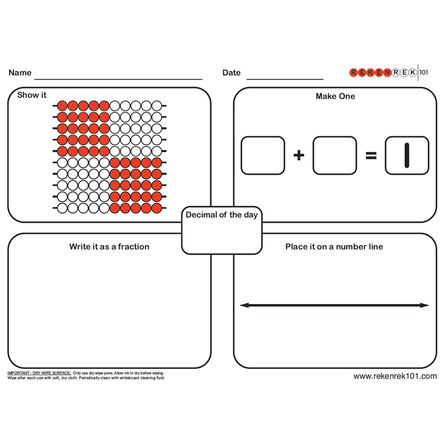 Rekenrek Practice Charts \- Fractions \x26 Decimals  hi\-res