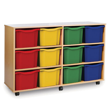 Mobile Tray Storage Unit W\/ 12 Extra Deep Trays  hi\-res