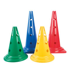 Tall Plastic Sports Marker Cone with Holes 50cm Red  hi-res